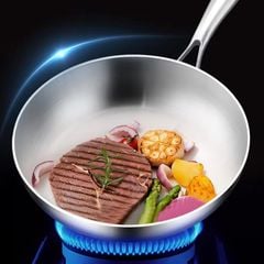 Chảo Inox đáy từ 3 Lớp Mishio (Size 22, 24, 26, 28, 30cm) MK433, MK434, MK435, MK436, MK437 – Đúc Nguyên Khối, Đáy Từ, An Toàn Vượt Trội