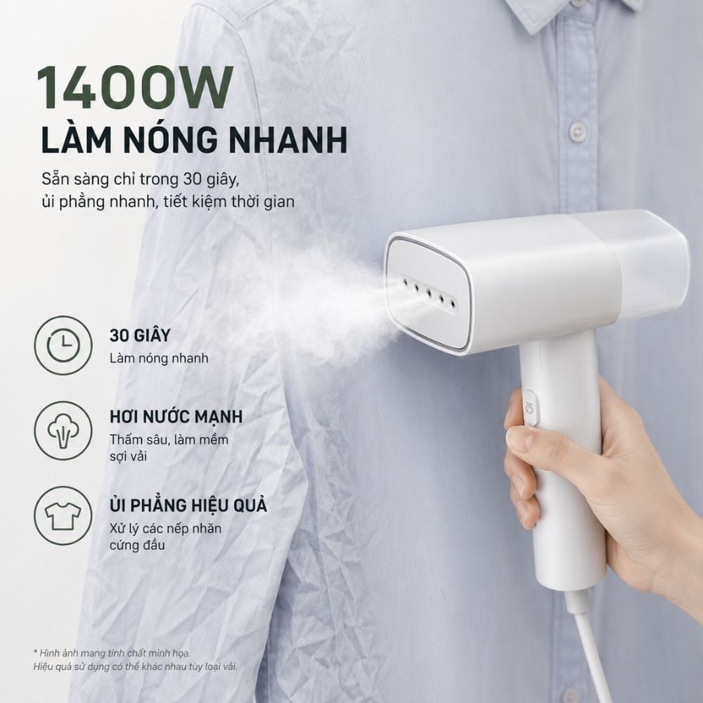 Bàn ủi hơi nước cầm tay Kachi MK464 1400W | Ủi nhanh, nhỏ gọn