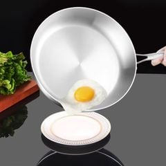 Chảo Inox đáy từ 3 Lớp Mishio (Size 22, 24, 26, 28, 30cm) MK433, MK434, MK435, MK436, MK437 – Đúc Nguyên Khối, Đáy Từ, An Toàn Vượt Trội