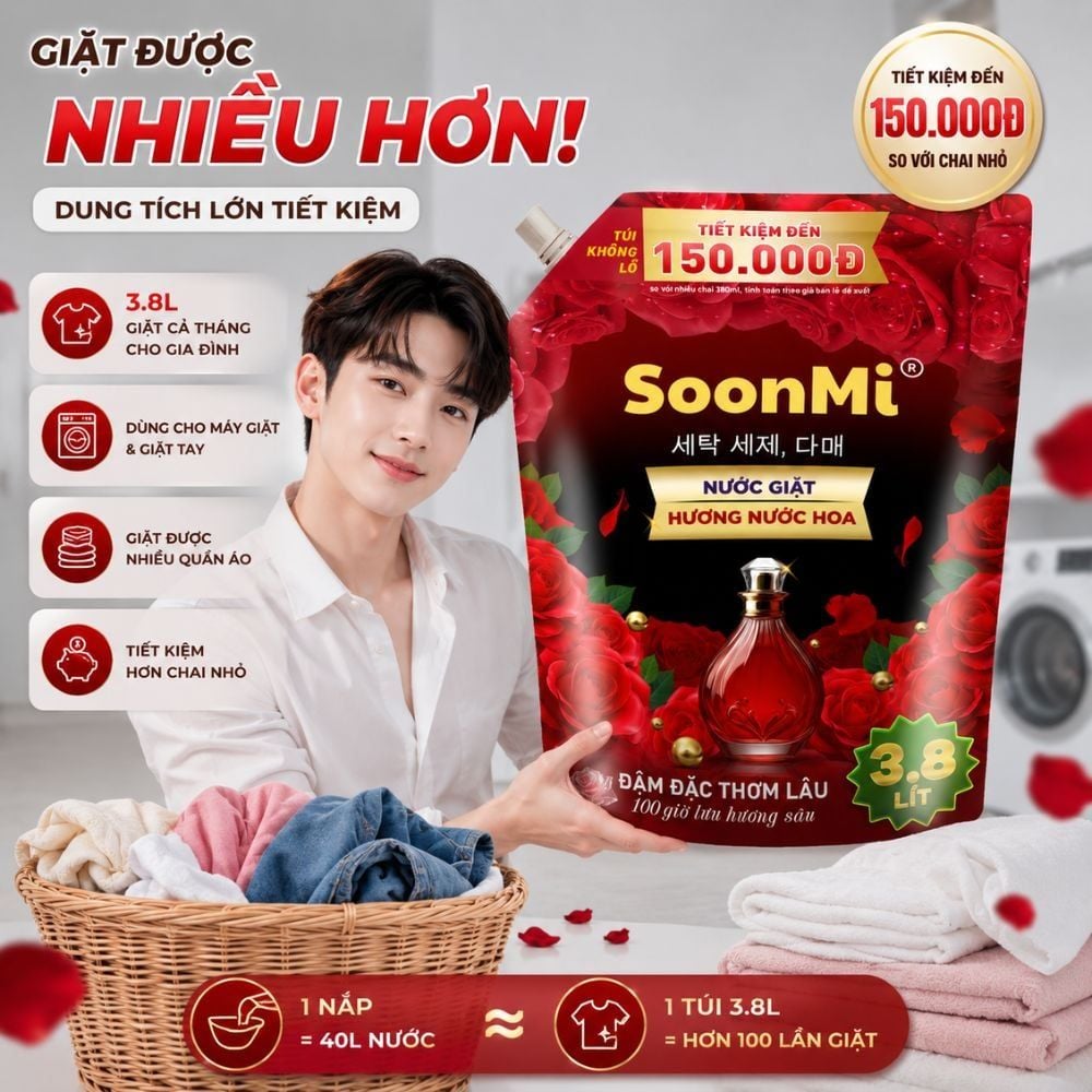 Hình ảnh chi tiết: Nước giặt hương nước hoa Soonmi túi lớn 4KG – Dung tích 3.8L MK