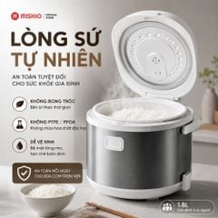 Nồi Cơm Điện Lòng Sứ 1.8Lít Mishio MK402 Không Bong Tróc Men Chống Dính Tự Nhiên