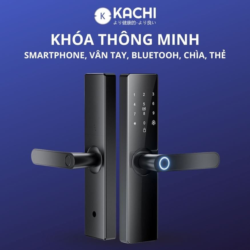 Khóa Cửa Thông Minh Kachi MK40 – Mở Khóa App Tuya + Vân tay + Chìa khóa + Thẻ từ + Mã số