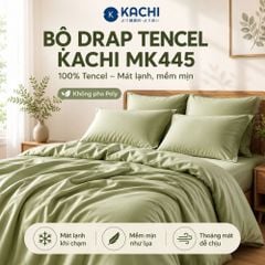 Bộ Drap Lụa Tencel 100% – Mát Lạnh, Mềm Mịn (Size 1m6/1m8 – Bọc Nệm Dày 20cm) MK445 Kachi