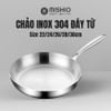  Chảo Inox đáy từ 3 Lớp Mishio (Size 22, 24, 26, 28, 30cm) MK433, MK434, MK435, MK436, MK437 – Đúc Nguyên Khối, Đáy Từ, An Toàn Vượt Trội 