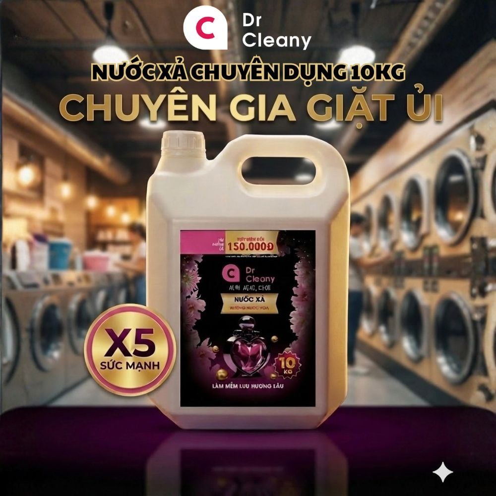 Nước xả Dr Cleany 10KG (Đen) - Lưu Hương Lâu, Mềm Vải | Chuyên Dụng Giặt Ủi MK