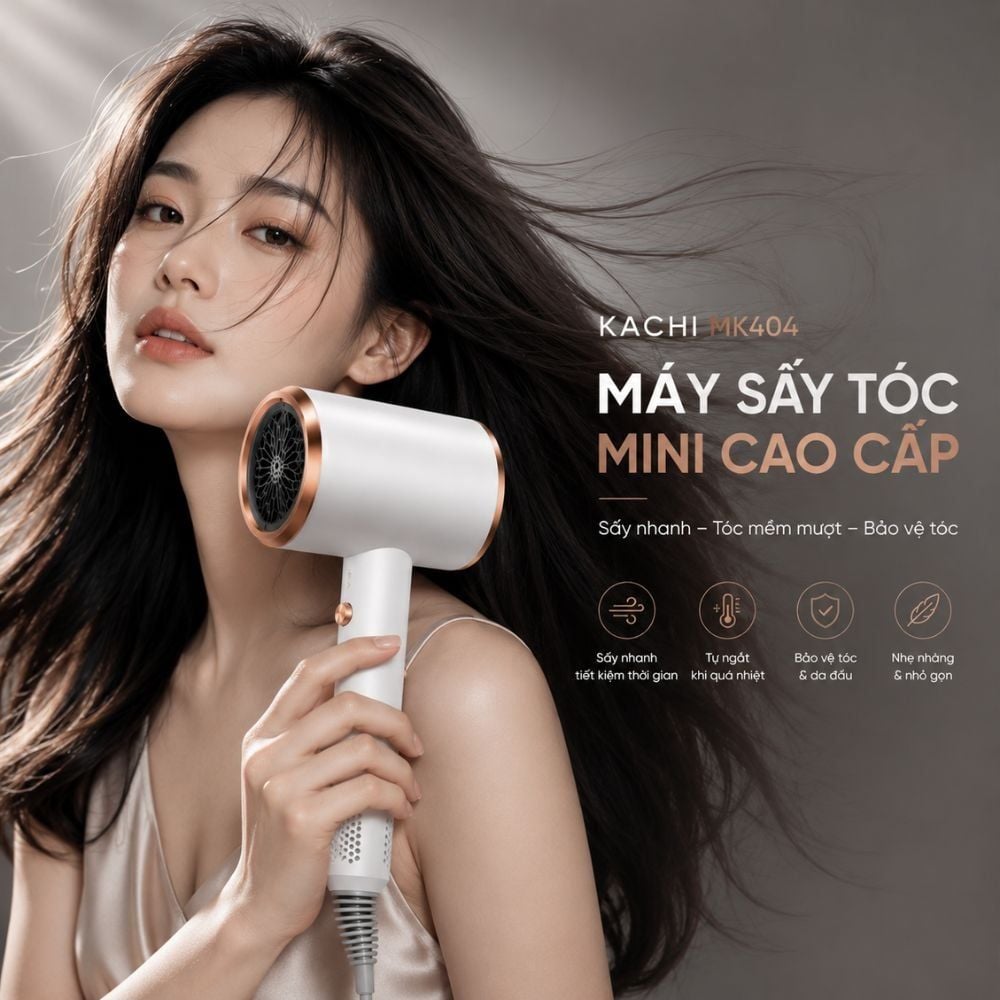 Máy sấy tóc nóng lạnh Kachi MK404 – Nhỏ gọn, thời trang, sấy tóc nhanh chóng