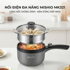 Nồi nấu đa năng Mishio MK321 |  Dung tích 1.5L kèm xửng hấp inox 304