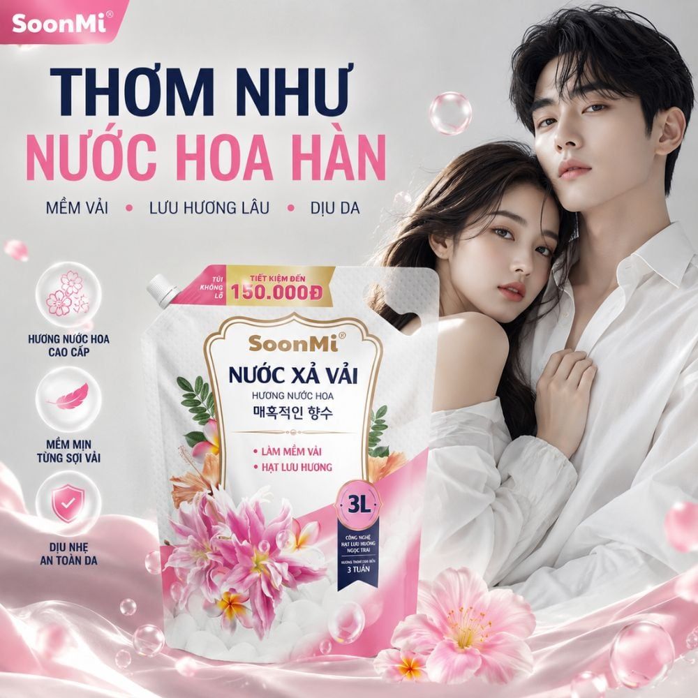 Nước Xả Soonmi 3kg: Bí Quyết Quần Áo Mềm Mại, Ngát Hương Suốt 3 Tuần MK