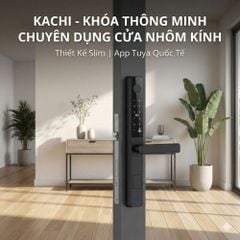 Khóa Thông Minh Kachi MK42 - Chuyên Dụng Cửa Nhôm Xingfa, Cửa Kính | Mở Khóa Qua App Tuya, Vân Tay, Thẻ Từ | Chống Nước IP65