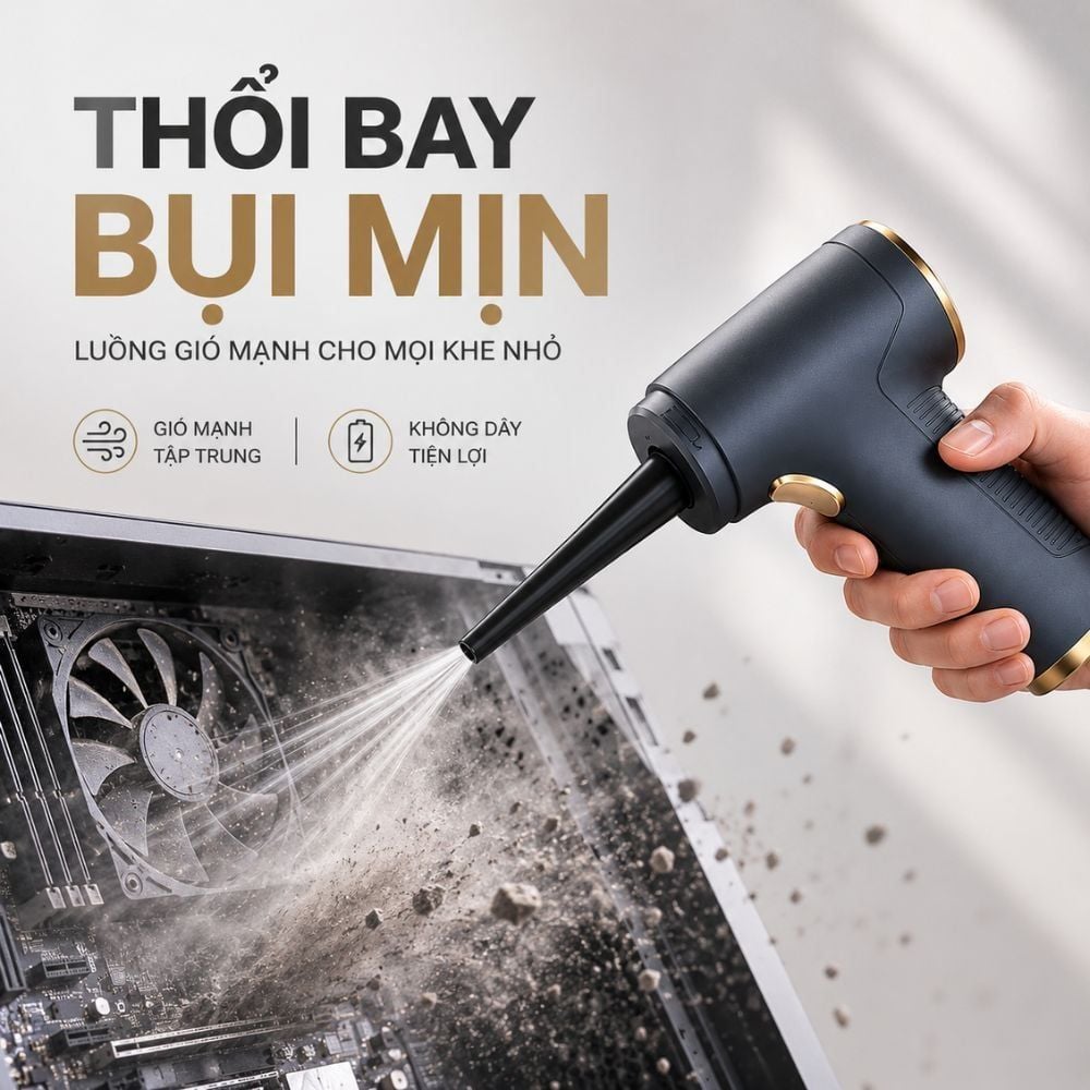 Máy Thổi Bụi vệ sinh Không Dây Kachi MK367 kèm phụ kiện hút bụi