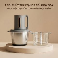 Máy Xay Thực Phẩm Đa Năng Mishio MK444 (2.0L) - Cối Thủy Tinh tặng cối Inox 304 Phân Loại Thực Phẩm Sống Chín