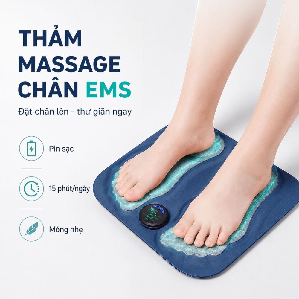 Thảm Massage Chân Xung Điện Kachi MK424 Pin Sạc - Giảm Đau Mỏi, Cải Thiện Tuần Hoàn Máu