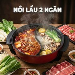 Nồi Lẩu Điện 2 Ngăn Mishio Mk112 5L - Màu Đỏ