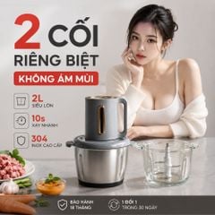 Máy Xay Thực Phẩm Đa Năng Mishio MK444 (2.0L) - Cối Thủy Tinh tặng cối Inox 304 Phân Loại Thực Phẩm Sống Chín