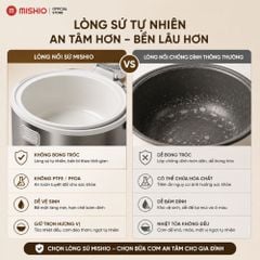 Nồi Cơm Điện Lòng Sứ 1.8Lít Mishio MK402 Không Bong Tróc Men Chống Dính Tự Nhiên