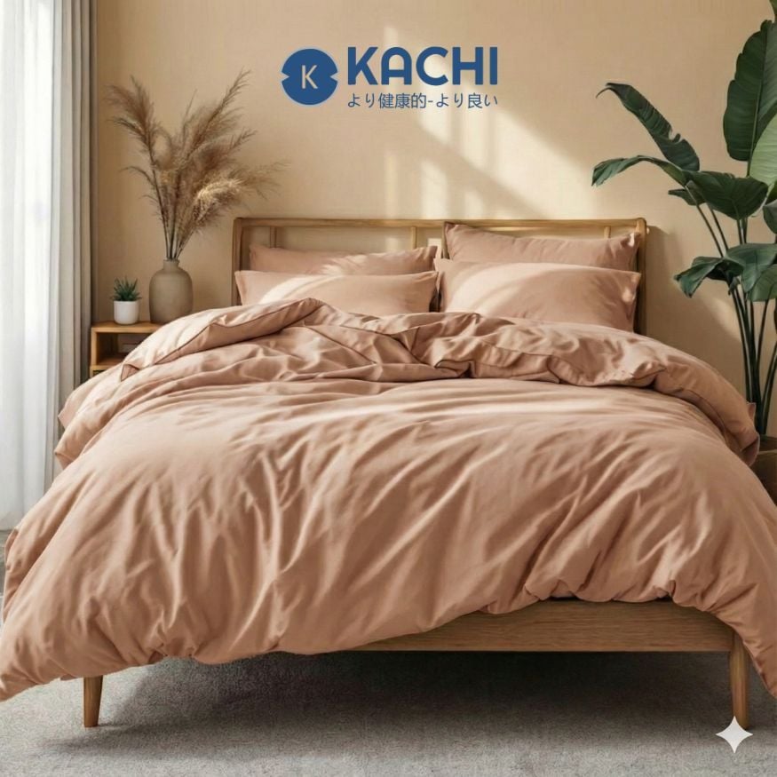 Bộ Drap Lụa Tencel 100% – Mát Lạnh, Mềm Mịn (Size 1m6/1m8 – Bọc Nệm Dày Tới 30cm) MK Kachi