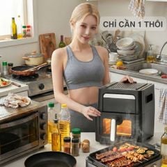 Nồi Chiên Không Dầu Kèm Vỉ Nướng 2-in-1 Mishio MK407: Nâng Tầm Món Ngon, Tiện Lợi Vượt Trội