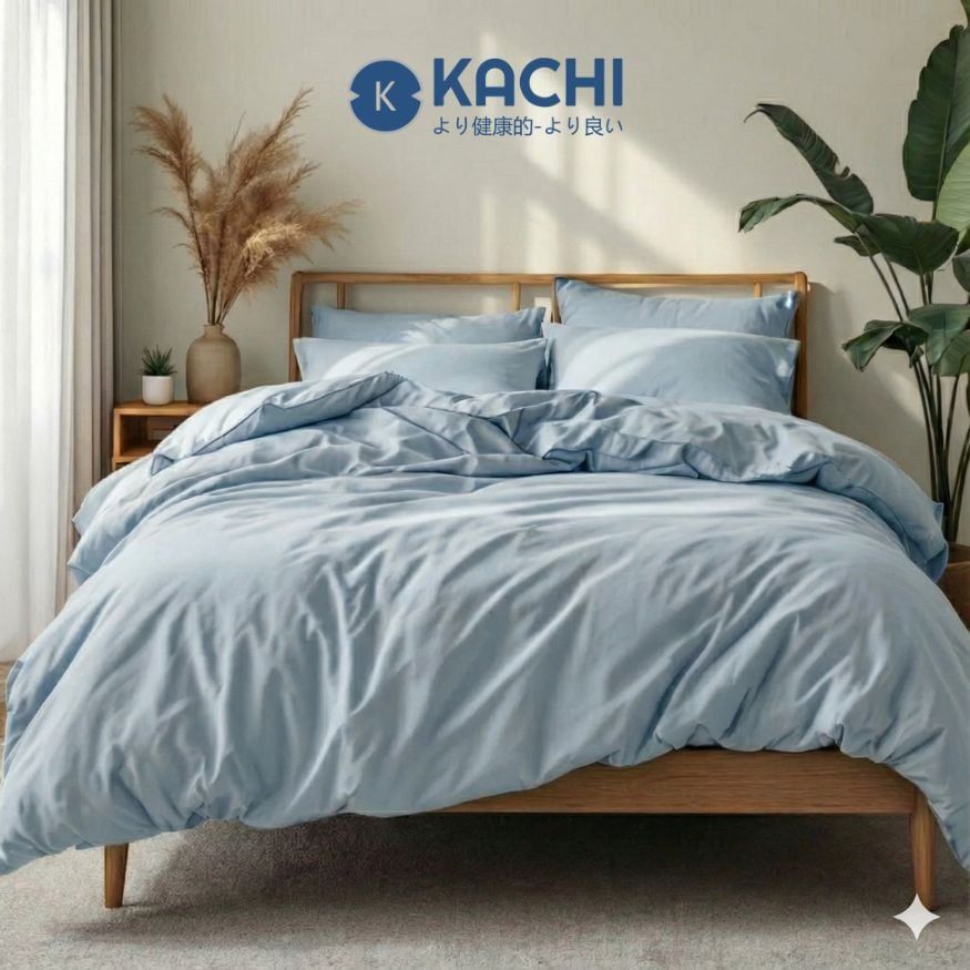 Bộ Drap Lụa Tencel 100% – Mát Lạnh, Mềm Mịn (Size 1m6/1m8 – Bọc Nệm Dày Tới 30cm) MK Kachi