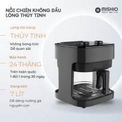 Nồi chiên không dầu thủy tinh Mishio MK373 | Dung tích 7 lít lòng nồi không bong tróc gỉ sét