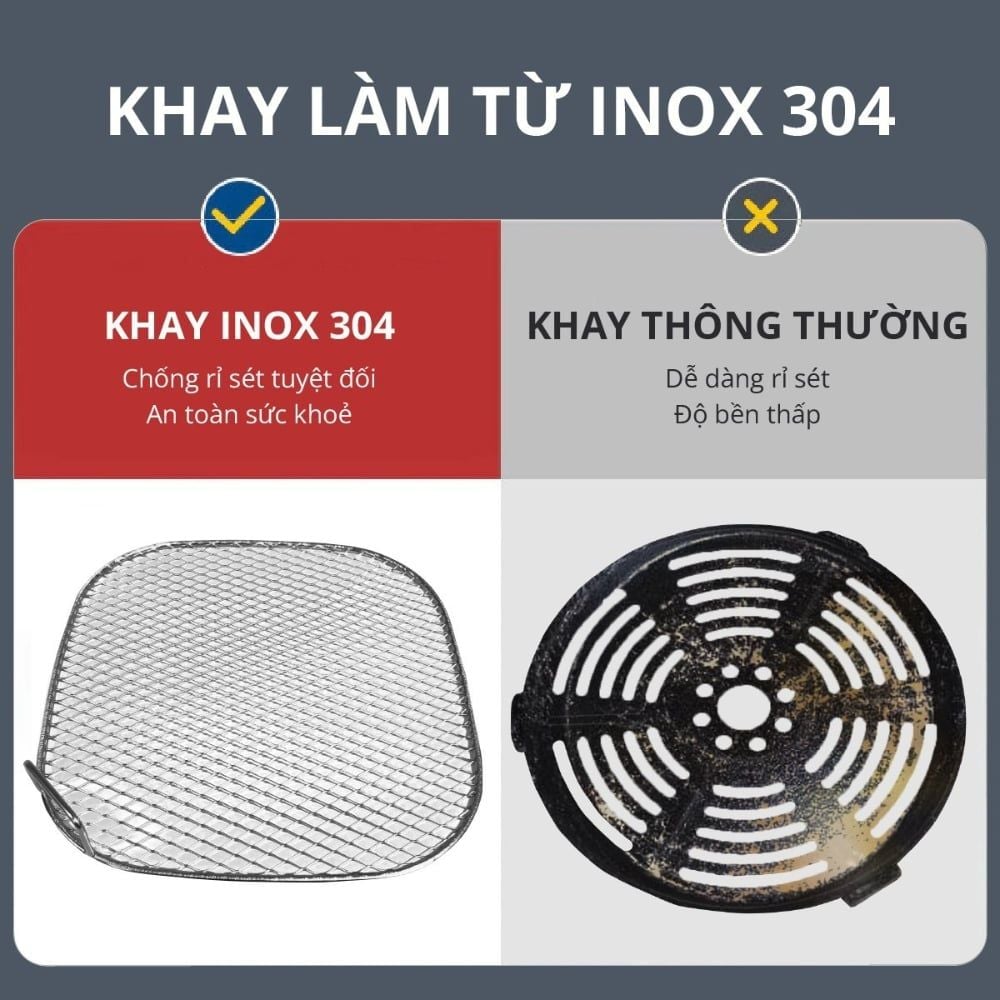 Nồi chiên không dầu thủy tinh Mishio MK373 | Dung tích 7 lít lòng nồi không bong tróc gỉ sét