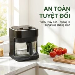 Nồi chiên không dầu thủy tinh Mishio MK373 | Dung tích 7 lít lòng nồi không bong tróc gỉ sét