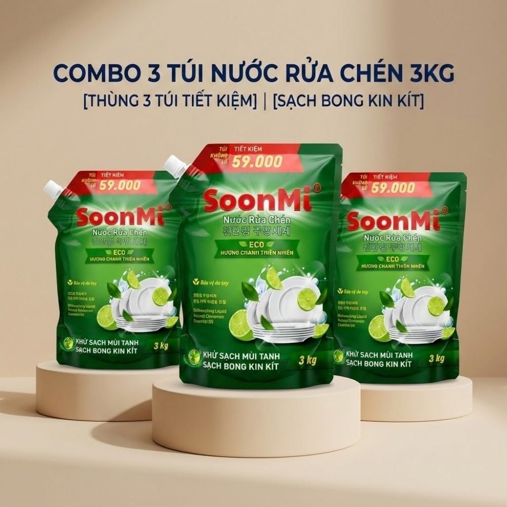 Nước Rửa Chén Soonmi Hương Chanh 1.2kg & 3kg - Sạch Bong Kin Kít, An Toàn Da Tay