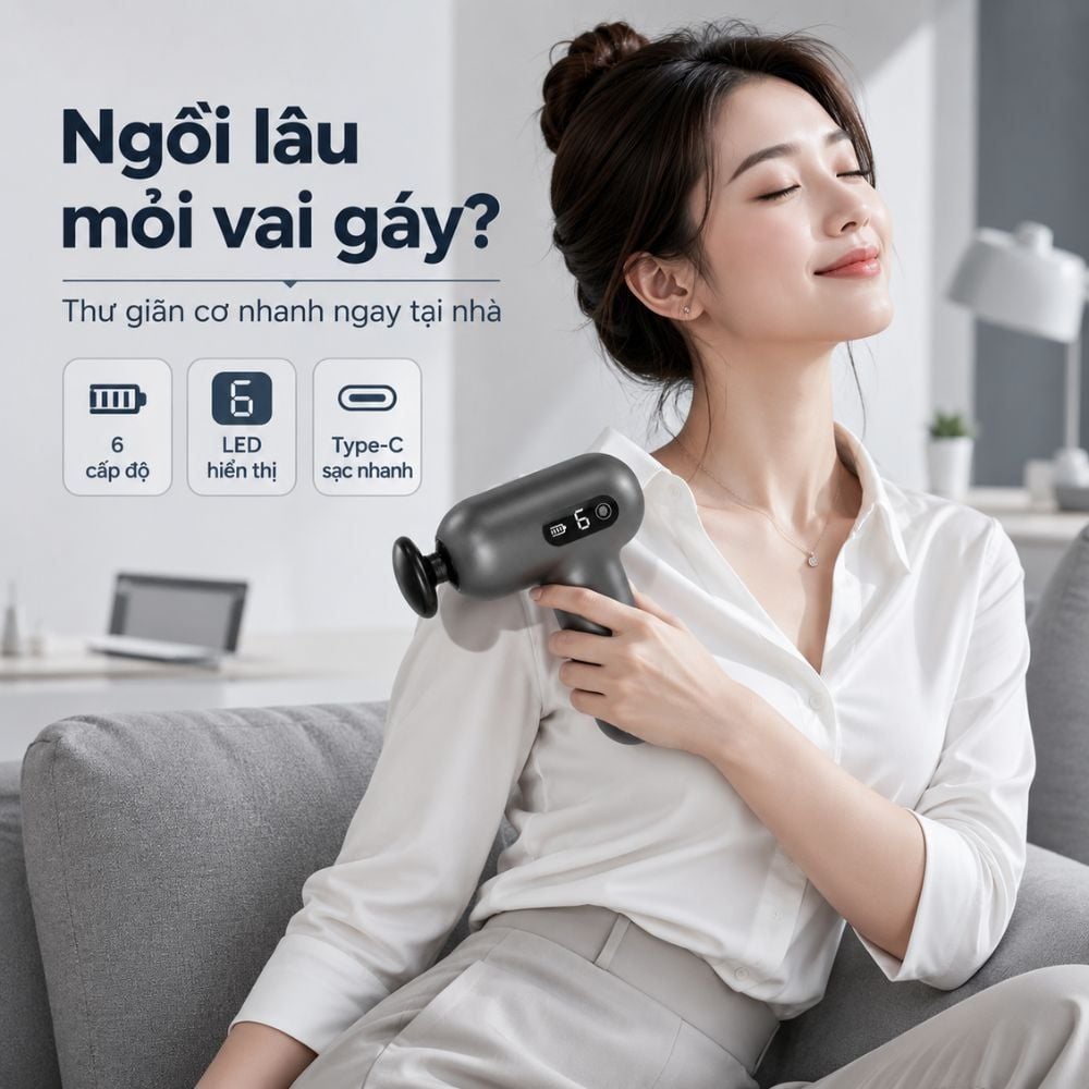 Súng Massage Cầm Tay Kachi MK454 – Giải Pháp Thư Giãn Cơ Chuyên Sâu & Thông Minh