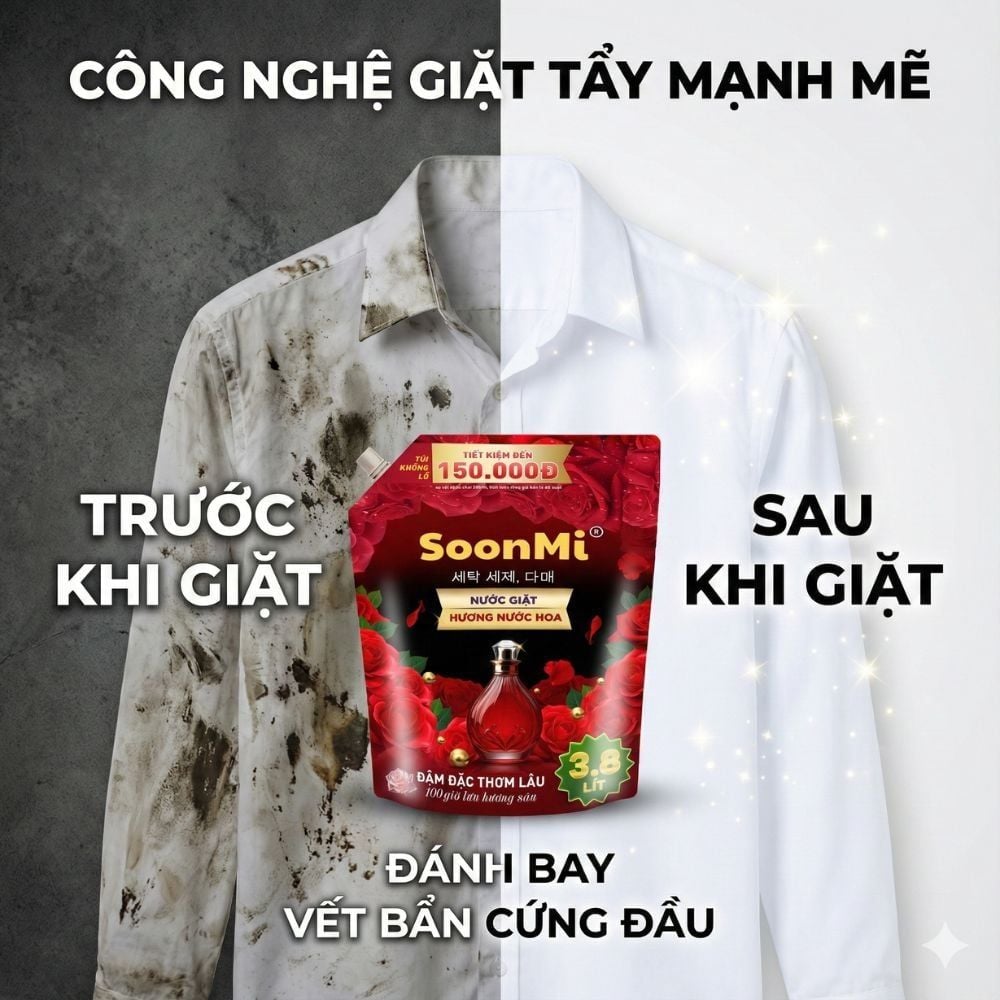 Nước giặt hương nước hoa Soonmi túi lớn 3.8L MK