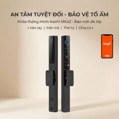 Khóa Thông Minh Kachi MK42 - Chuyên Dụng Cửa Nhôm Xingfa, Cửa Kính | Mở Khóa Qua App Tuya, Vân Tay, Thẻ Từ | Chống Nước IP65