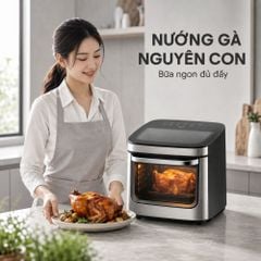 Nồi chiên không dầu Mishio MK474 12L - Cảm ứng, cửa kính quan sát