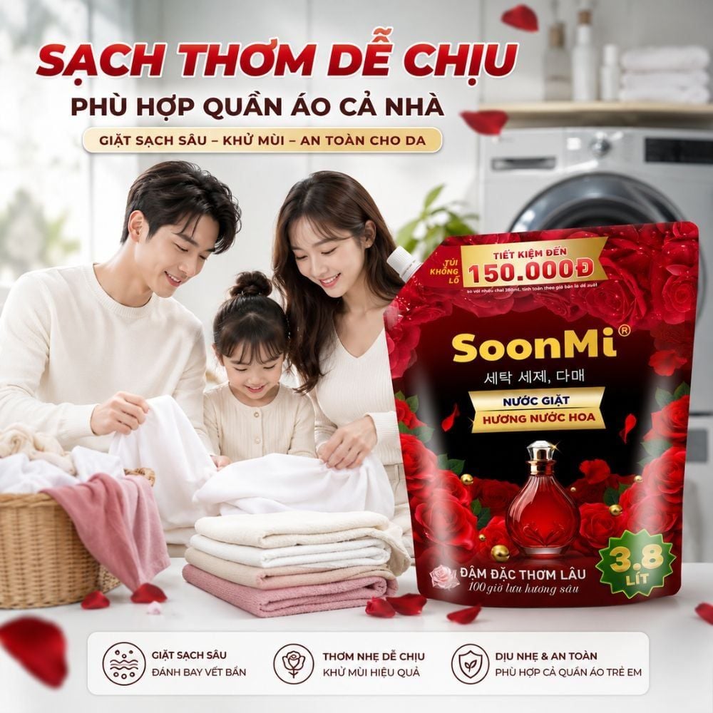 Hình ảnh chi tiết: Nước giặt hương nước hoa Soonmi túi lớn 4KG – Dung tích 3.8L MK