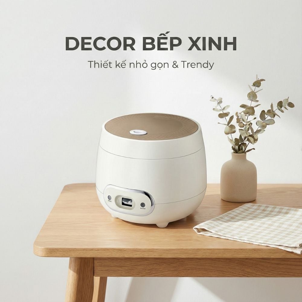 Nồi Cơm Điện Mishio MK233 size 0.8L nấu cơm ngon