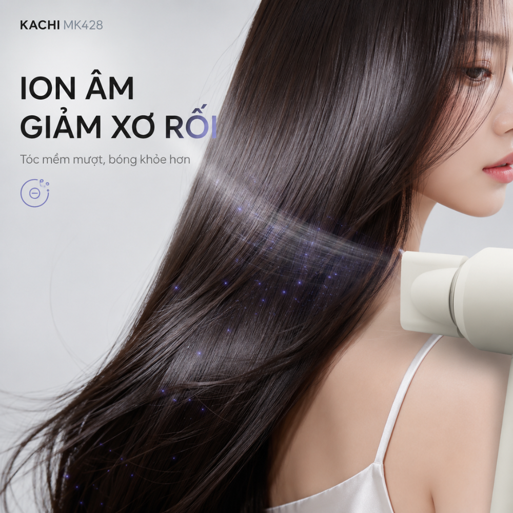 Máy Sấy Tóc Tốc Độ Cao Kachi ION (110.000 vòng/phút) - Sấy Nhanh, Chăm Sóc Tóc Ion Âm, Kiểm Soát Nhiệt NTC
