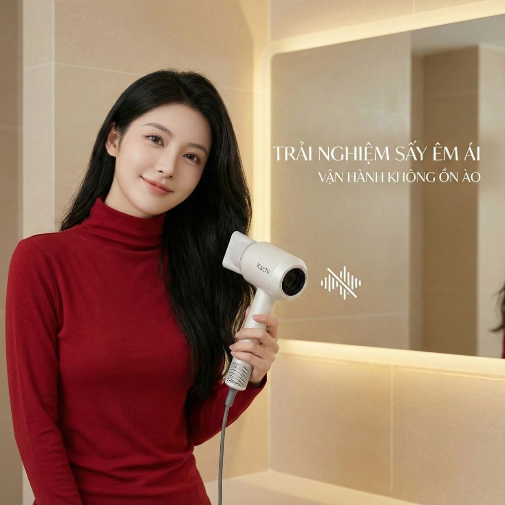 Máy Sấy Tóc Tốc Độ Cao Kachi ION (110.000 vòng/phút) - Sấy Nhanh, Chăm Sóc Tóc Ion Âm, Kiểm Soát Nhiệt NTC