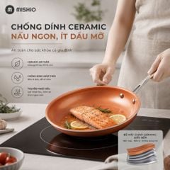 Chảo Chống Dính Đáy Từ Mishio (Size 20, 25, 30cm) MK430 MK431 MK432 - Chống Dính Gốm Cao Cấp, An Toàn Sức Khỏe, Dùng Cho Mọi Loại Bếp