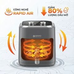 Nồi chiên không dầu 6L Mishio MK408 – Màu Xám Sang Trọng, Bảo Hành 24 Tháng