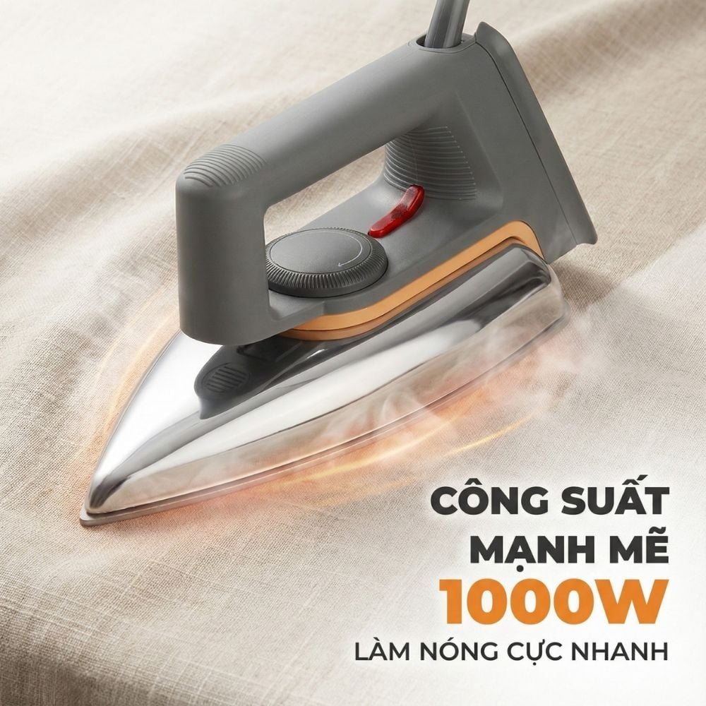 Bàn ủi khô Kachi MK423 1000W - Là phẳng mọi nếp nhăn, an toàn cho mọi loại vải