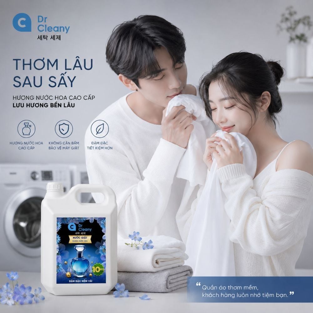 Nước giặt Dr. Cleany 10KG (Xanh) - Chuyên dụng giặt ủi, Sạch sâu MK