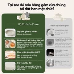 Bộ Nồi Chảo Đá Gốm Chống Dính Mishio 15 Món (5 Nồi Chảo) - Tay Cầm Tháo Rời Thông Minh, Không Chứa PFAS/PTFE, Tương Thích Mọi Loại Bếp MK