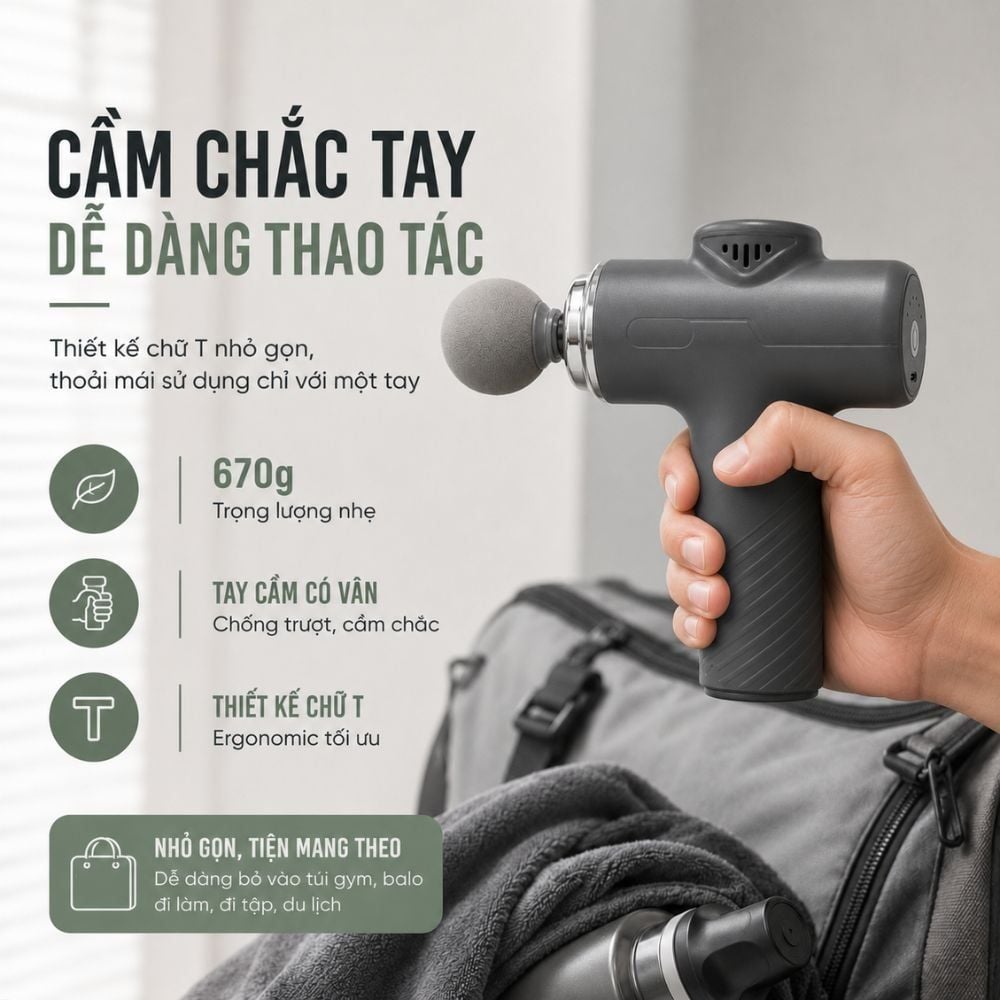 Súng Massage Cầm Tay KACHI MK466 Công Suất 20W - 4 Đầu Massage Giảm Đau Cơ Sâu