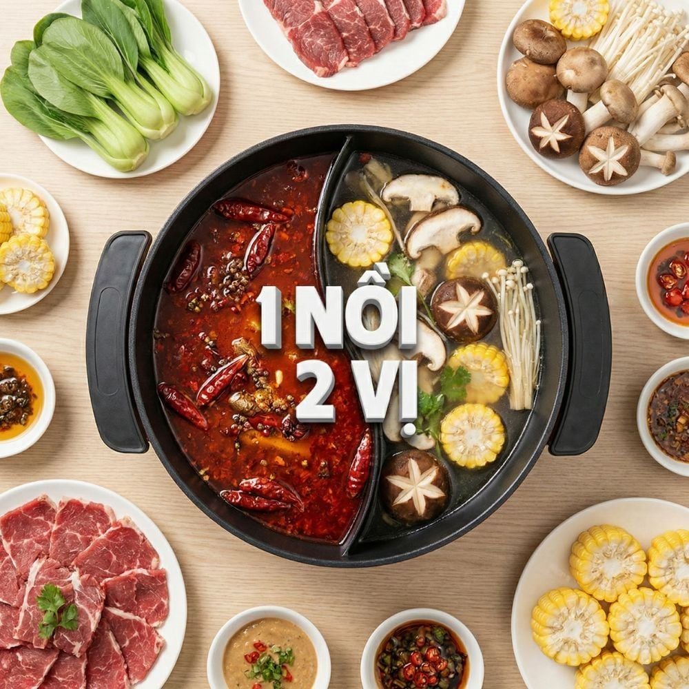 Nồi Lẩu Điện 2 Ngăn Mishio Mk112 5L - Màu Đỏ