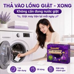 Nước Giặt Cô Đặc SoonMi Hương Lavender - Công Nghệ Giặt Tẩy Thế Hệ Mới (Hộp 30 Tờ) MK