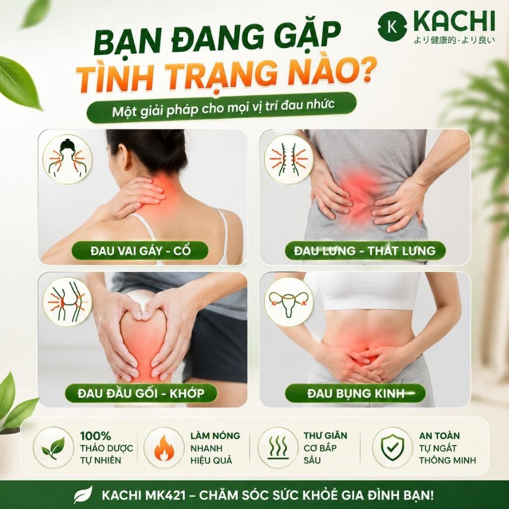 Thảm Chườm Nóng Ngải Cứu Đông Y Kachi MK421 - Giảm Đau Lưng, Vai Gáy Nhanh Chóng Tại Nhà