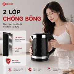 Bình đun siêu tốc Mishio MK403 / MK461 dung tích 1.8L vỏ nhựa cách nhiệt chống bỏng