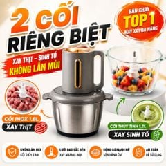 Máy Xay Thực Phẩm Đa Năng Mishio MK444 (2.0L) - Cối Thủy Tinh tặng cối Inox 304 Phân Loại Thực Phẩm Sống Chín