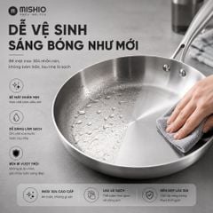 Chảo Inox đáy từ 3 Lớp Mishio (Size 22, 24, 26, 28, 30cm) MK433, MK434, MK435, MK436, MK437 – Đúc Nguyên Khối, Đáy Từ, An Toàn Vượt Trội