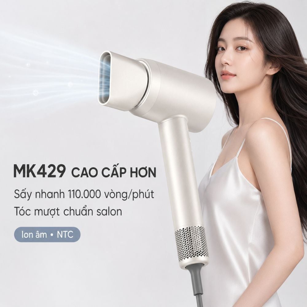 Máy Sấy Tóc Tốc Độ Cao Kachi ION (110.000 vòng/phút) - Sấy Nhanh, Chăm Sóc Tóc Ion Âm, Kiểm Soát Nhiệt NTC