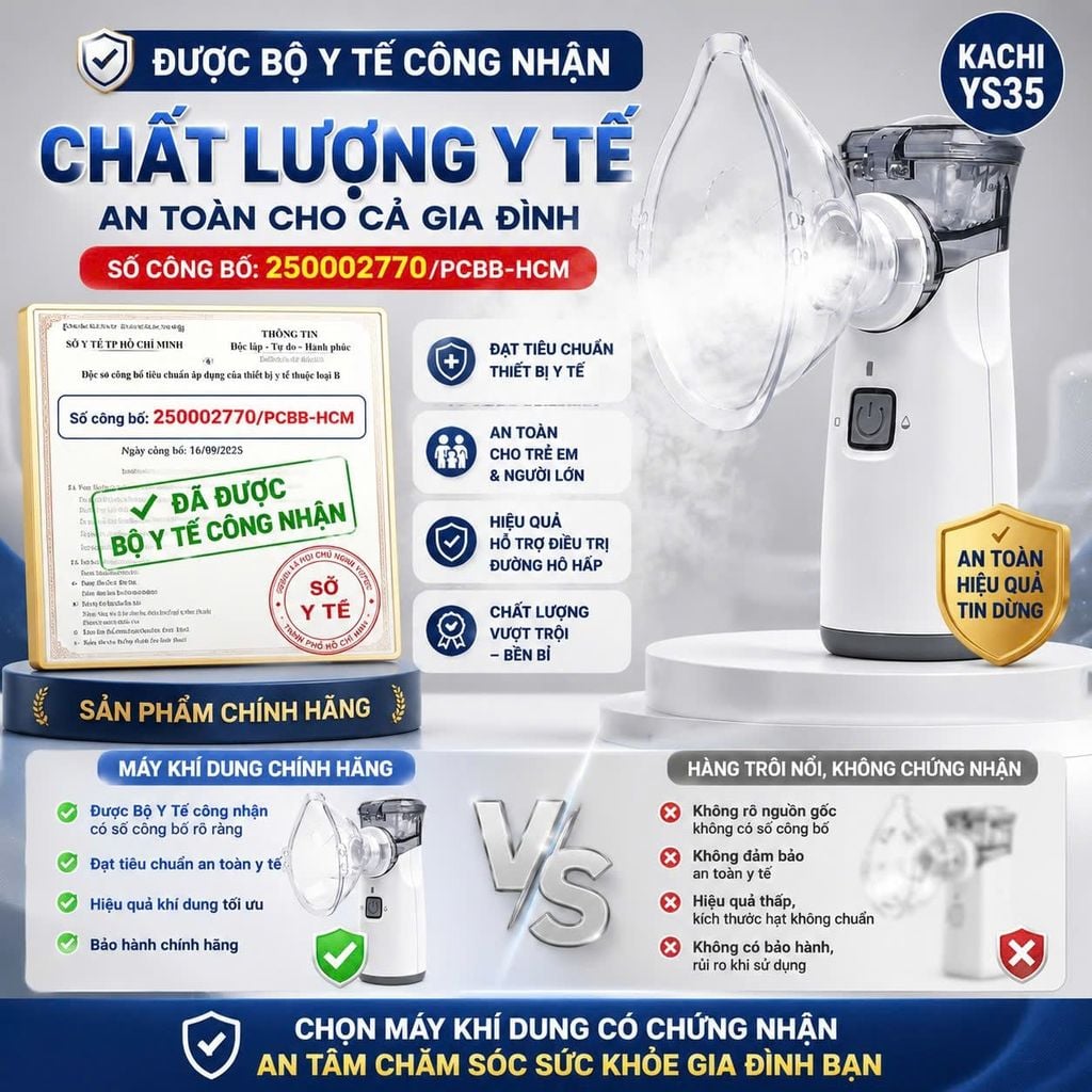 Máy Xông Khí Dung Cầm Tay Kachi YS35: Giải Pháp Hô Hấp Linh Hoạt Mọi Lúc, Mọi Nơi