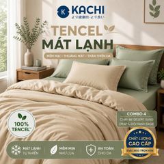 Bộ Drap Lụa Tencel 100% – Mát Lạnh, Mềm Mịn (Size 1m6/1m8 – Bọc Nệm Dày 20cm) MK445 Kachi