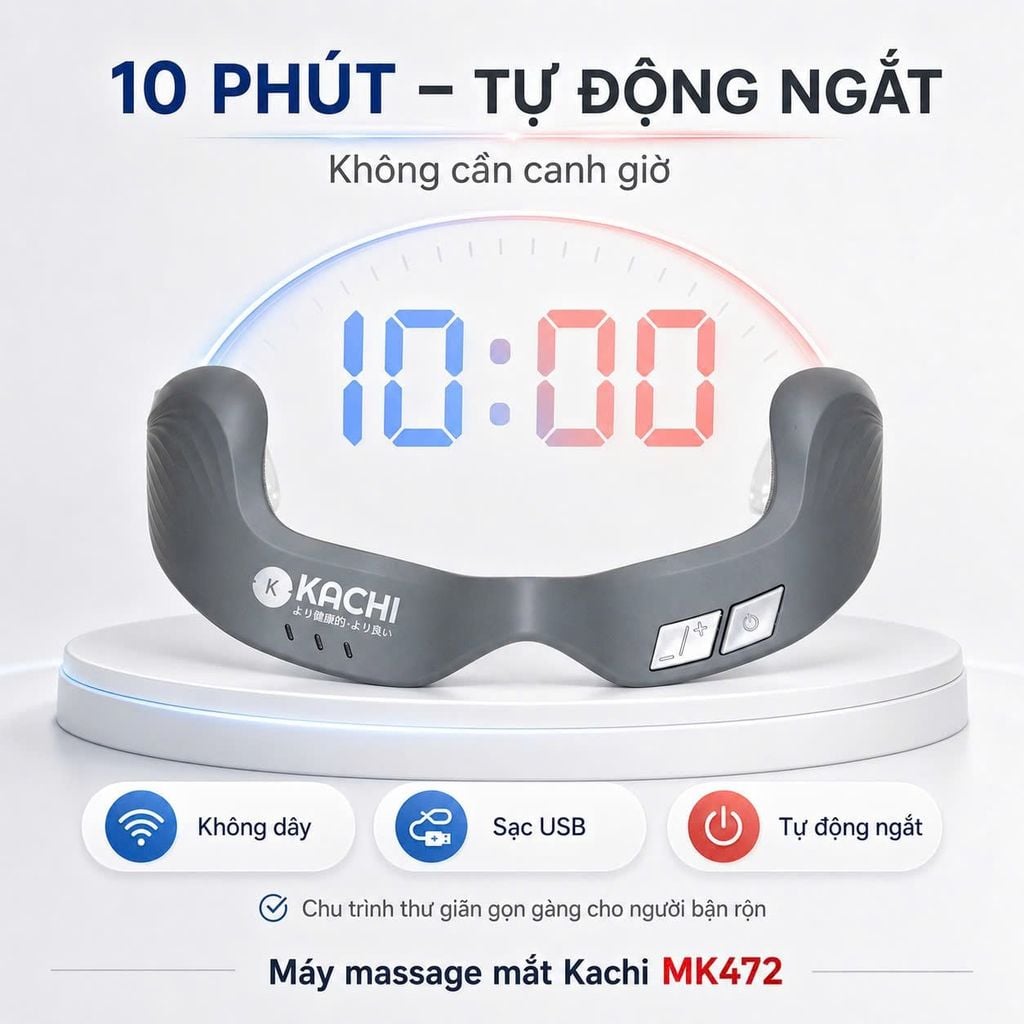 Máy Massage Mắt Kachi MK472: Giải Pháp Công Nghệ Đánh Bay Quầng Thâm và Ánh Sáng Đỏ Tăng Sinh Collagen